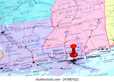 New Orleans Map Usa New Orleans Pinned On Map Usa Stock Photo (Edit Now) 247887622