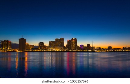 New Orleans Skyline From Algiers During Sunset