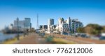 New Orleans skyline on a beautiful day from Mississippi river.