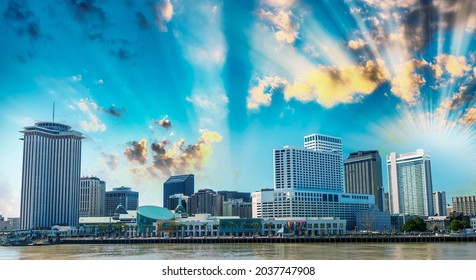 New Orleans Skyline At Sunset, USA