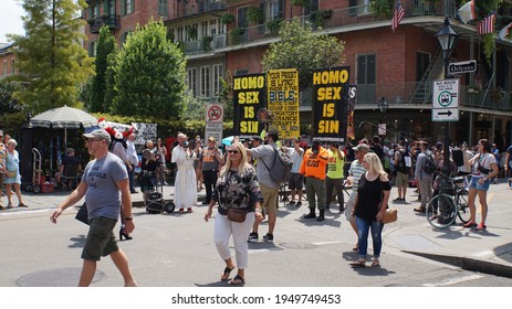 New Orleans, United States. 03-09-2017. An Anti Gay Protest In The French Quarter.