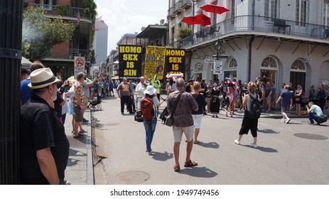 New Orleans, United States. 03-09-2017. An Anti Gay Protest In The French Quarter.