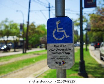 NEW ORLEANS, UNITED STATES - Mar 31, 2022: The RTA offers ADA-Accessible streetcars on the St  Charles Streetcar Line