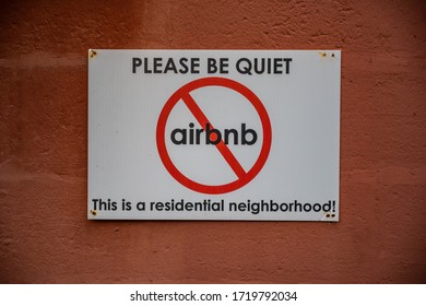 New Orleans, United States: March 1, 2020: Anti AirBnB sign petitions against rental traffic and noise