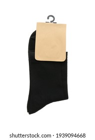 New Pair Of Black Socks On White Background