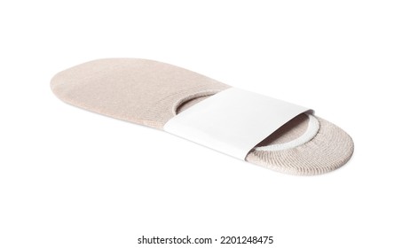 New Pair Of Cotton Socks On White Background