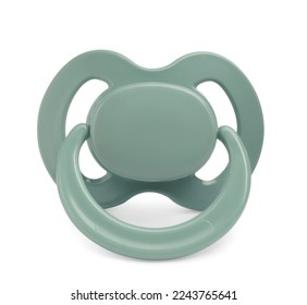 New pale green baby pacifier isolated on white