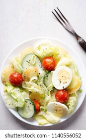 New Potato, Cherry Tomatoes, Lettuce, Cucumber And Egg Mayo Salad 