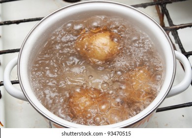 New Potatoes Simmering In Boiling Water