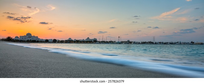 New Presidential Palace At Sunset In Abu Dhabi, United Arab Emirates