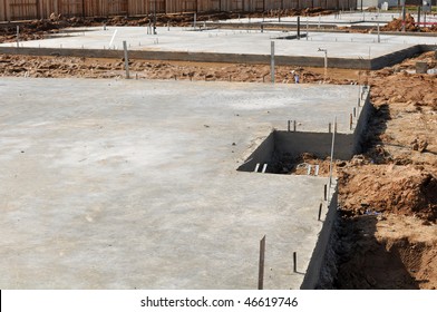 New Property Home Foundation Construction With Conrete Slab