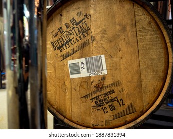 New Providence, NJ - USA - 01-25-2020: Beer Aging In Wooden Barrel In Small Craft Brewery