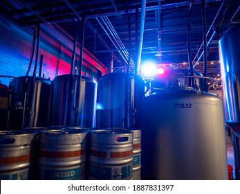 New Providence, NJ - USA - 01-25-2020: Inside A Small Craft Brewery In North America