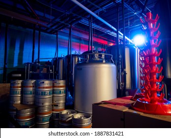 New Providence, NJ - USA - 01-25-2020: Inside A Small Craft Brewery In North America