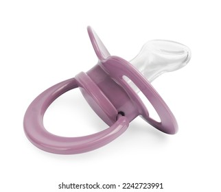 New purple baby pacifier isolated on white