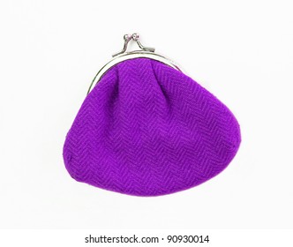 New Purple Knit Change Coin Purse With Clasp