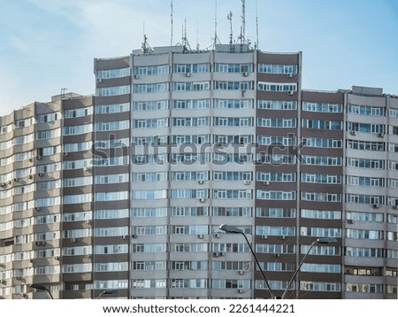 New reconditioned old communist apartment building.  Ugly traditional communist housing ensemble