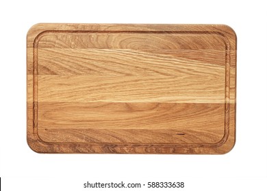 New Rectangular Wooden Cutting Board, Top View, Isolated