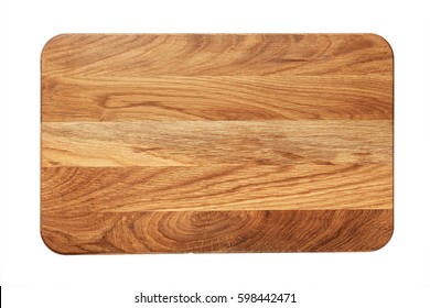 new rectangular wooden cutting board, top view, isolated - Shutterstock ID 598442471