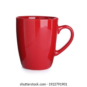 New red ceramic cup isolated on white - Shutterstock ID 1922791901