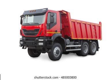 New Red Dump Truck Isolated On White