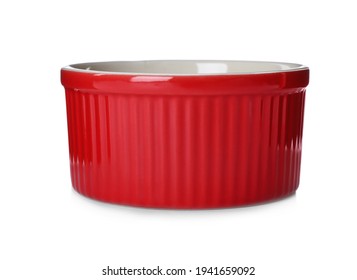 New Red Ramekin Isolated On White. Kitchenware