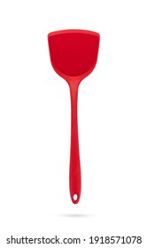 New Red Spatula On White Background