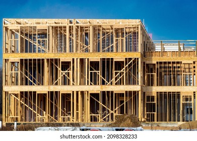 New Residential Construction Home Framing Against Stud Wall