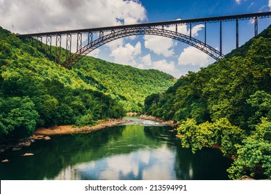 The New River Gorge Bridge, seen from Fayette Station Road, at the New River Gorge National River, West Virginia.