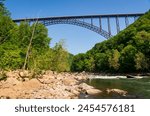 The New River Gorge Bridge, Steel arch bridge 3,030 feet long over the New River Gorge near Fayetteville, West Virginia, in the Appalachian Mountains, USA