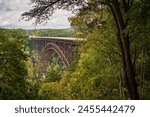 The New River Gorge Bridge, Steel arch bridge 3,030 feet long over the New River Gorge near Fayetteville, West Virginia, in the Appalachian Mountains, USA