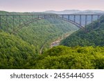 The New River Gorge Bridge, Steel arch bridge 3,030 feet long over the New River Gorge near Fayetteville, West Virginia, in the Appalachian Mountains, USA