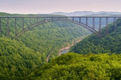 The New River Gorge Bridge, Steel Arch Bridge 3,030 Feet Long Over The New River Gorge Near Fayetteville, West Virginia, In The Appalachian Mountains, USA