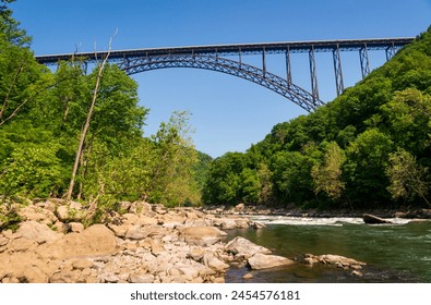 The New River Gorge Bridge, Steel arch bridge 3,030 feet long over the New River Gorge near Fayetteville, West Virginia, in the Appalachian Mountains, USA - Powered by Shutterstock