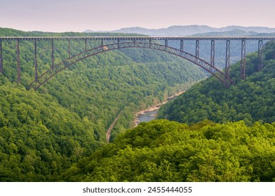 The New River Gorge Bridge, Steel arch bridge 3,030 feet long over the New River Gorge near Fayetteville, West Virginia, in the Appalachian Mountains, USA - Powered by Shutterstock