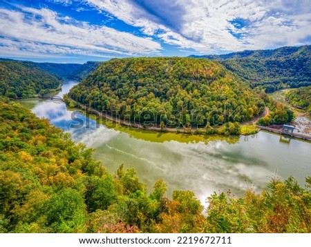 New River in the New River Gorge National Park and Preserve from Hawks Nest State Park in West Virginia USA