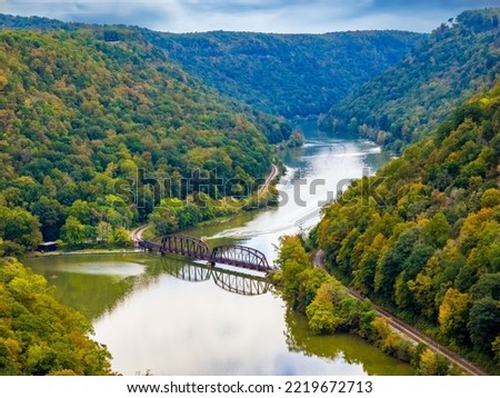 New River in the New River Gorge National Park and Preserve from Hawks Nest State Park in West Virginia USA