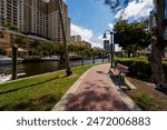 New River Riverwalk. Fort Lauderdale, FL, USA. circa 2024. Long exposure photography Broward County