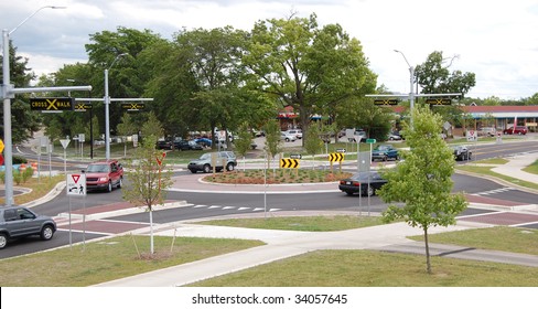 new roundabout with some cars, Ann Arbor, Michigan
