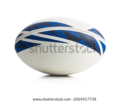 New rugby ball isolated on white background.