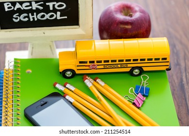 New School Supplies Prepared For New School Year.