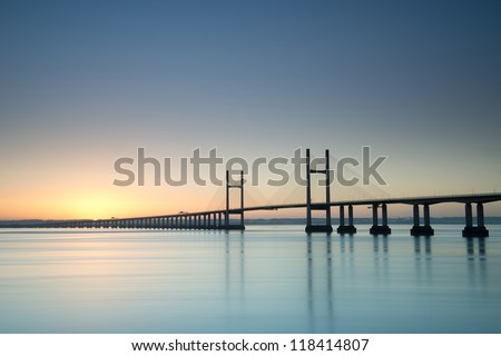 New Severn Bridge at sunrise