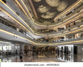 The New Shopping Mall In Shanghai China On AUG 05, The Shopping Mall Interior Space Design Is Look New And Futuristic Is Famous And Popular In Chinese People.