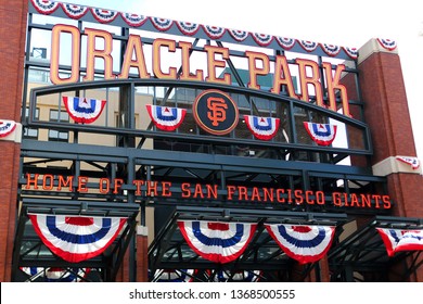 New Sign For The Oracle Park. It Is A Baseball Park Located In The South Beach Neighborhood Of San Francisco, California, Taken April 13, 2019. 