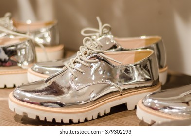 New Silver Shoes With Reflection