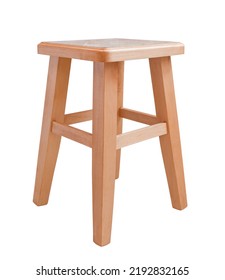 New Simple Wooden Stool Isolated On White