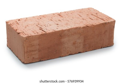 New Single Unused Red Brick Isolated On White Background