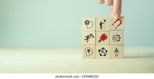 New skill, upskill and reskill concept. Foundational skills will need in the future world of work. Digial and AI technologies are transforming. New occupations emerge and workforce adaptation. - Shutterstock ID 2190485331