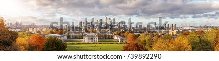 The new skyline of London at fall time, seen from Greenwich park