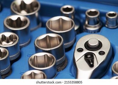 New Socket Wrench Set In A Blue Tool Box